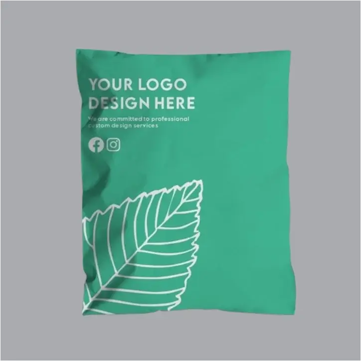 Custom printed poly mailer bags with branded design for eCommerce shipping