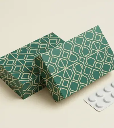 Pharmaceutical box packaging with medical labeling